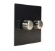 Penland 2G 2W 2 x 400W/VA Dimmer Switch in Brushed Aluminium Satin Black