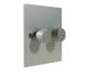 Penland 2G 2Way Push on/Push off 2 x 250W/VA Dimmer Switch in Brushed Aluminium-Satin Silver