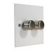 Penland 2G 2Way 2 x 400Watt Push on/push off Dimmer Switch in Gloss White with Satin Stainless Knobs