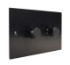 Penland 2G 2W 400WVA Dimmer Switch on a Twin Plate in Brushed Aluminium Satin Black