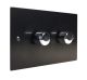 Penland 2G 2W 400WVA Dimmer Switch on a Twin Plate in Brushed Aluminium Satin Black