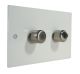 Penland 2G 2Way 400Watt Push on/push off Dimmer Switch in Twin Plate Gloss White with Satin Stainless Knobs