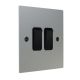 Penland 2G 2Way 10A Rocker Switch in Brushed Aluminium-Satin Silver with Black insert with Black Trim