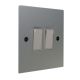 Penland 2G 2Way 10A Rocker Switch in Brushed Aluminium-Satin Silver with White insert with White Trim