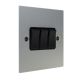 Penland 3G 2Way 10A Rocker Switch in Brushed Aluminium-Satin Silver with Black insert with Black Trim