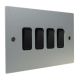 Penland 4G 2Way 10A Rocker Switch in Brushed Aluminium-Satin Silver with Black insert with Black Trim