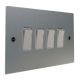 Penland 4G 2Way 10A Rocker Switch in Brushed Aluminium-Satin Silver with White insert with White Trim