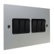 Penland 6G 2Way 10A Rocker Switch in Brushed Aluminium-Satin Silver with Black insert with Black Trim