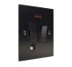 Penland 1G 13A Switched Fused Spur with Neon and Flex Outlet in Brushed Aluminium Satin Black with  Black insert