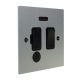 Penland 1 G 13A Switch Fuse Spur with neon and cord outlet in Brushed Aluminium-Satin Silver with Black insert with Black Trim