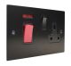 Penland 45A DP Cooker Switch with 13A Switched Socket in Brushed Aluminium Satin Black with  Black insert