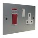 Penland 45A DP Cooker Switch with 13A Switched Socket in Brushed Aluminium-Satin Silver with White insert with White T