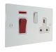 Penland 45A DP Cooker Switch with 13A Switched Socket in Gloss White  with White Rocker and White Trim