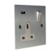 Penland 1G Switched USB socket in Brushed Aluminium-satin Silver with White Trim