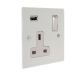 Penland 1G Switched USB charging  socket in Gloss White with WhiteTrim