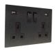 Penland Switched USB charging double socket in Brushed Aluminium Satin Black with BlackTrim