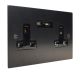 Penland USB charging double socket in Brushed Aluminium Matt Black with BlackTrim