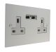 Penland USB charging double socket in Gloss White with White Trim