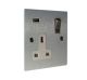 Penland 1G Switched USB socket in Brushed Aluminium-satin Silver with Satin Rocker and White Trim