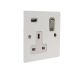 Penland 1G Switched USB charging  socket in Gloss White with Polished Rocker and White Trim