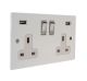 Penland 2G Switched USB charging  socket in Gloss White with Satin Rocker and WhiteTrim