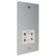 Penland 110/240 Dual Voltage Shaver Socket in Brushed Aluminium-Satin Silver with White insert