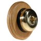 Round 1 Gang 2 Way Period Asbury Light Oak Wood - Polished Brass Dome Light Switch Black Pattress