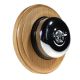 Round 1 Gang 2 Way Period Asbury Light Oak Wood - Polished Chrome Dome Light Switch Black Pattress