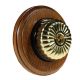 Round 1 Gang 2 Way Period Asbury Medium Oak Wood - Polished Brass Fluted Dome Light Switch Black Pattress