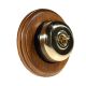 Round 1 Gang 2 Way Period Asbury Medium Oak Wood - Polished Brass Dome Light Switch Black Pattress