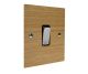 Solo Flat Plate Wood 1 Gang 2Way 10Amp Rocker Switch in  Oak with Polished Stainless Rocker and Black Trim