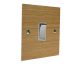 Solo Flat Plate Wood 1 Gang 2Way 10Amp Rocker Switch in  Oak with Polished Stainless Rocker and White Trim