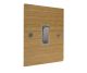 Solo Flat Plate Wood 1 Gang 2Way 10Amp Rocker Switch in Oak with Satin Stainless Rocker and White Trim