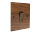 Walnut Flat Plate Wood 1 Gang 2Way 10Amp Rocker Switch with Antique Brass Rocker and Black Trim