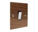 Walnut Flat Plate Wood 1 Gang 2Way 10Amp Rocker Switch with Polished Stainless Rocker and Black Trim