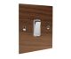 Walnut Flat Plate Wood 1 Gang 2Way 10Amp Rocker Switch with Polished Stainless Rocker and White Trim