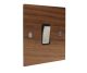 Walnut Flat Plate Wood 1 Gang 2Way 10Amp Rocker Switch with Satin Stainless Rocker and Black Trim