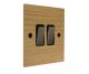 Solo Flat Plate Wood 2 Gang 2Way 10Amp Rocker Switch in  Oak with Antique Brass Rocker and Black Trim