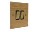 Solo Flat Plate Wood 2 Gang 2Way 10Amp Rocker Switch in  Oak with Polished Brass Rocker and Black trim