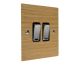 Solo Flat Plate Wood 2 Gang 2Way 10Amp Rocker Switch in  Oak with Polished Stainless Rocker and Black Trim