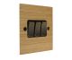 Solo Flat Plate Wood 3 Gang 2Way 10Amp Rocker Switch in  Oak with Antique Brass Rocker and Black Trim