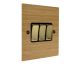 Solo Flat Plate Wood 3 Gang 2Way 10Amp Rocker Switch in  Oak with Polished Brass Rocker and Black trim