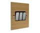 Solo Flat Plate Wood 3 Gang 2Way 10Amp Rocker Switch in  Oak with Polished Stainless Rocker and Black Trim