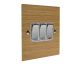 Solo Flat Plate Wood 3 Gang 2Way 10Amp Rocker Switch in  Oak with Polished Stainless Rocker and White Trim