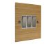 Solo Flat Plate Wood 3 Gang 2Way 10Amp Rocker Switch in Oak with Satin Stainless Rocker and White Trim