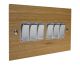 Solo Flat Plate Wood 6 Gang 2Way 10Amp Rocker Switch in  Oak with Polished Stainless Rocker and White Trim