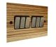 Solo Flat Plate Wood 6 Gang 2Way 10Amp Rocker Switch in Zebrano with Antique Brass Rocker and Black Trim