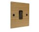 Solo Flat Plate Wood 1 Gang Intermediate(3way switching)Rocker Switch in  Oak with Antique Brass Rocker and Black Trim