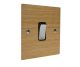 Solo Flat Plate Wood 1 Gang Intermediate (3way switching)Rocker Switch in  Oak with Polished Stainless Rocker and Black Trim