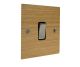 Solo Flat Plate Wood 1 Gang Intermediate(3way switching) Rocker Switch in Oak with Satin Stainless Rocker and Black Trim